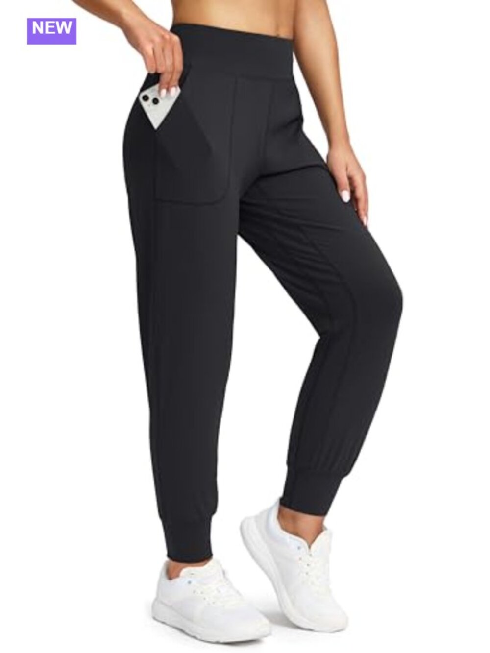 Women's High Waisted Joggers Zipper Pockets Tapered Leg Athletic Workout Pants